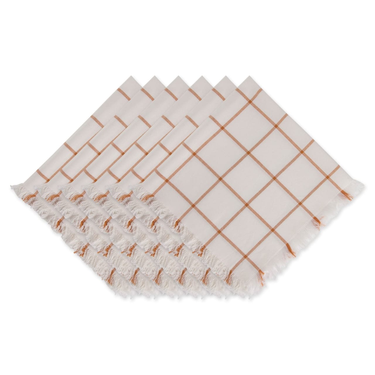 DII® Honey Gold Check Fringed Cloth Dinner Napkins, 6ct.